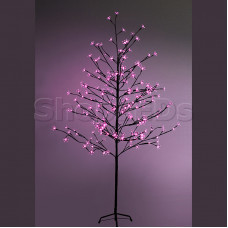 Дерево комнатное "Сакура", коричневый цвет ствола и веток, высота 1.5 метра, 120 светодиодов розового цвета, трансформатор IP44 NEON-NIGHT, SL531-268